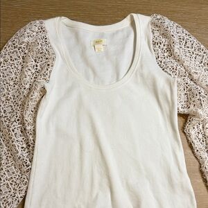 Maeve Cream Top with Lace Sleeves